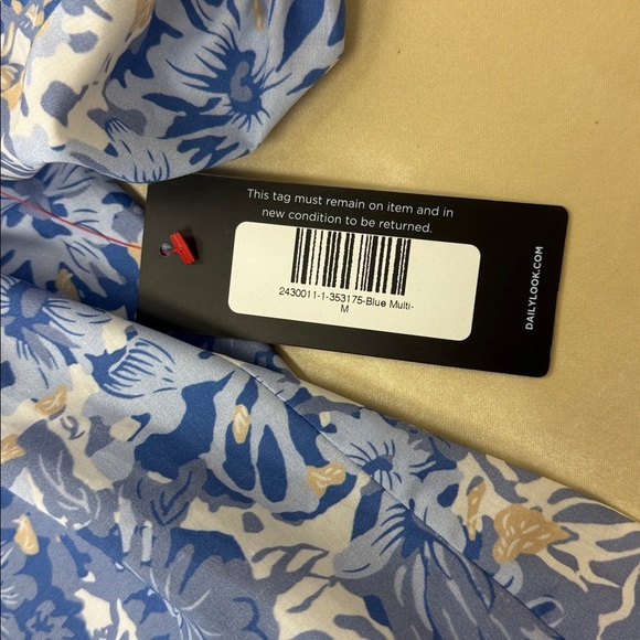 Current Air Blue and Tan Floral Blouse Size Medium NWT - Picture 7 of 12